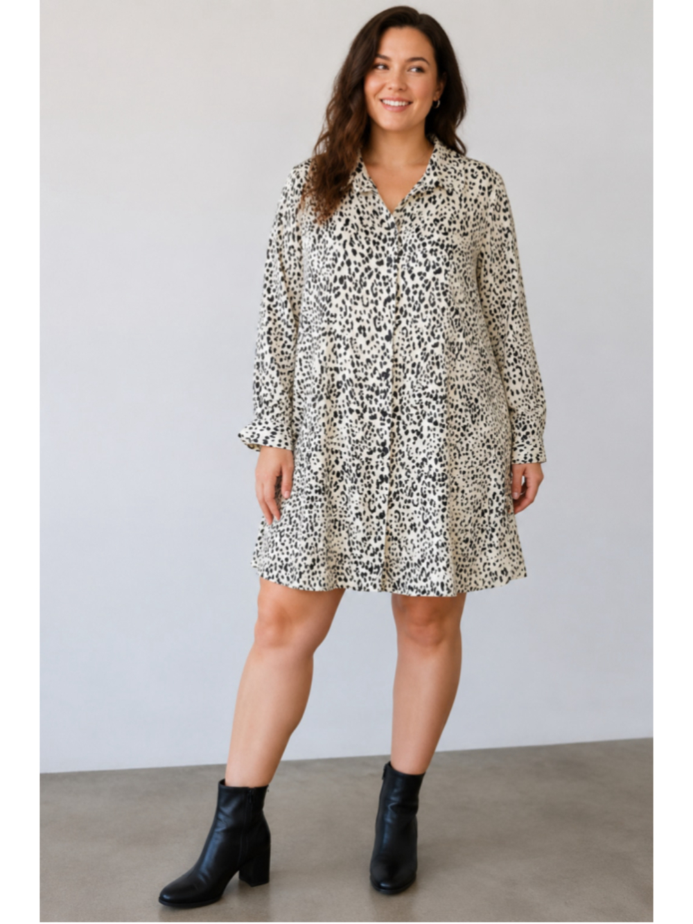 Zara Animal-Print Button-Front Shirt Dress – XL
